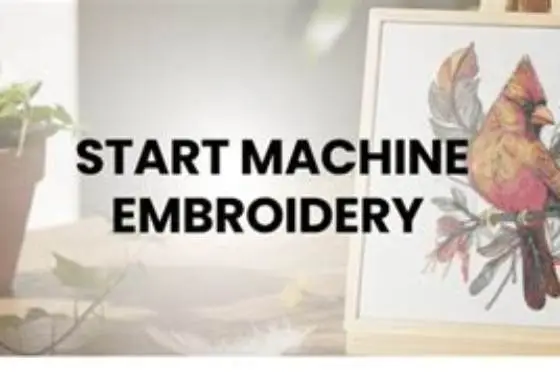 Hands hooping white cotton with tear-away stabilizer on embroidery machine