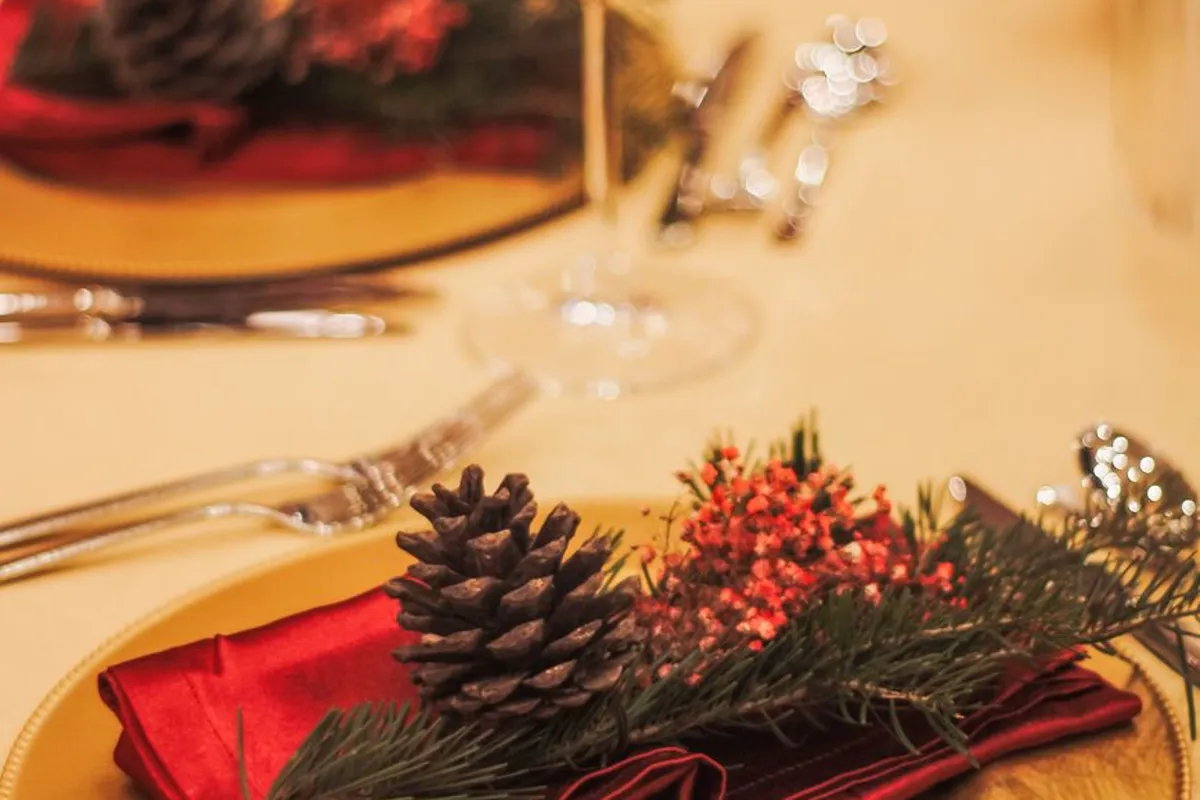Christmas table runner on a dining table