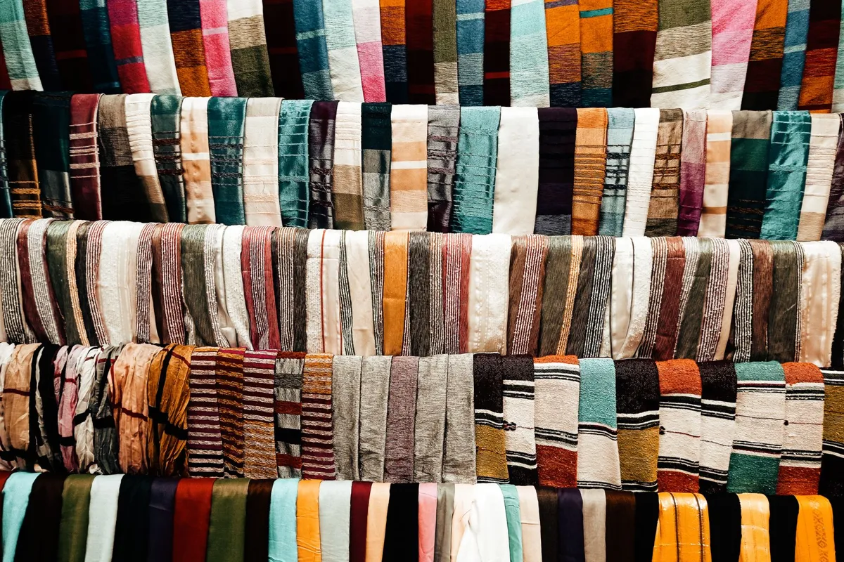 Quilt with striped blocks